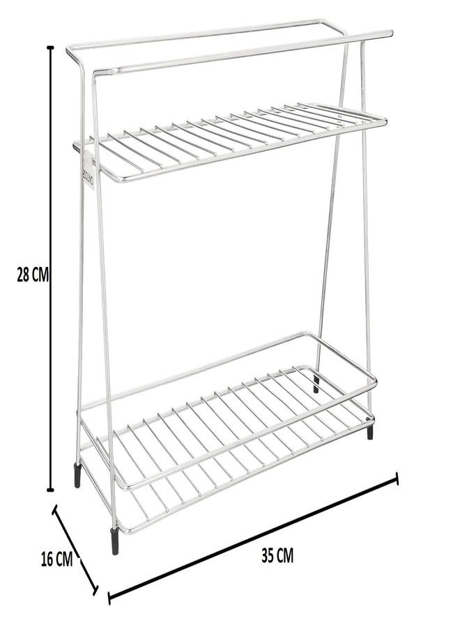 Homify Stainless Steel 2 Layer Spice Rack | Modular Kitchen Storage Organizer | Multipurpose Shelf for Countertop, Tabletop | Tiered Silver Rack - Image 3